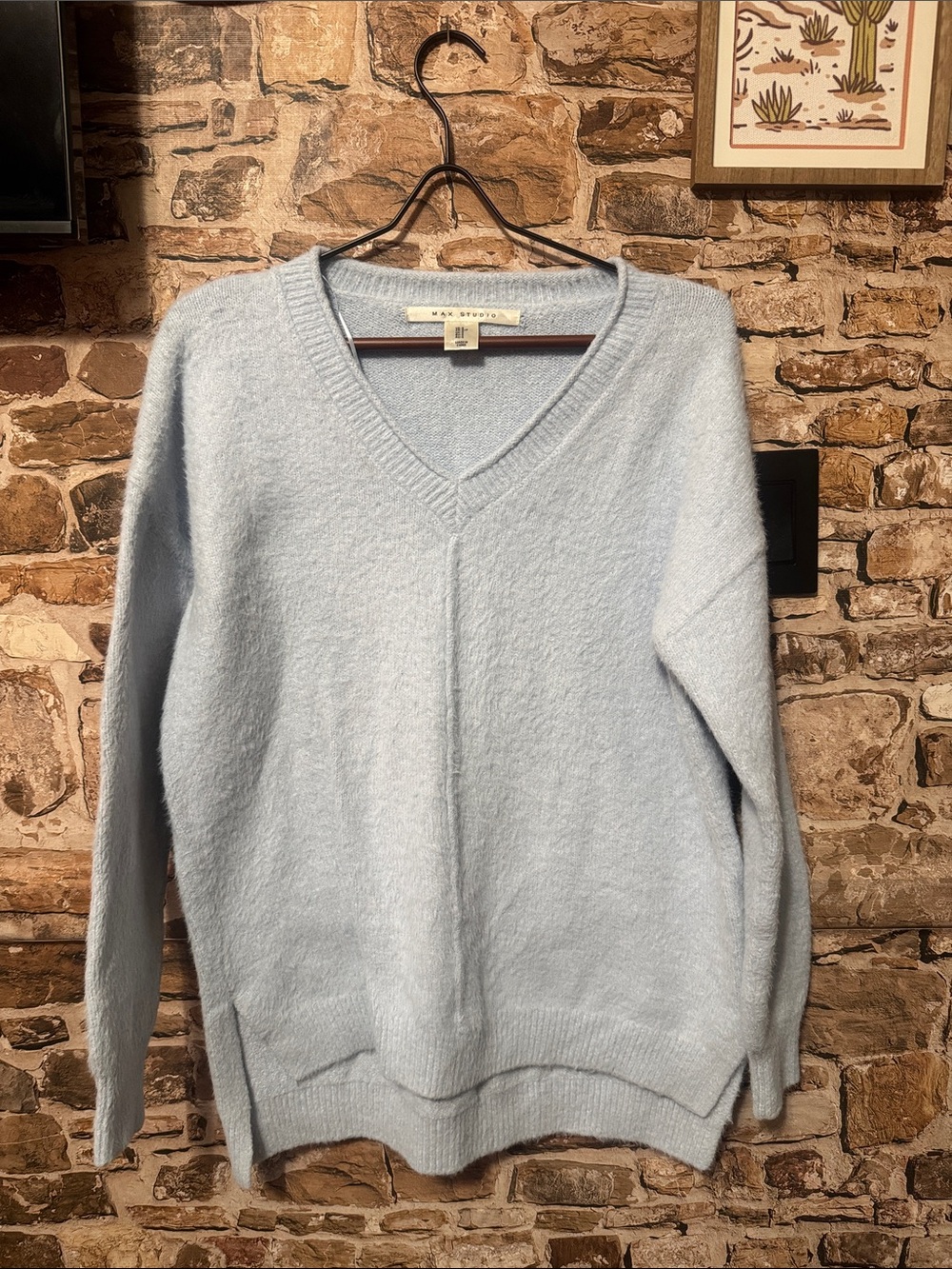 Max Studio Light Blue V-Neck Sweater